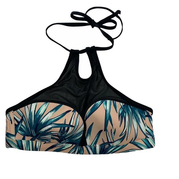 Victorias Secret Bikini Top High Neck Mesh Leaf L - Picture 1 of 6